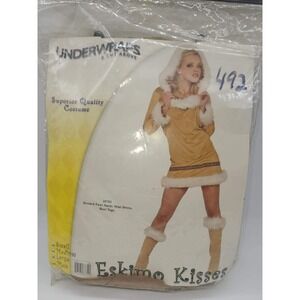 Underwraps Eskimo Kisses Hooded Faux Suede Mini Dress Costume 28785 Tan Large